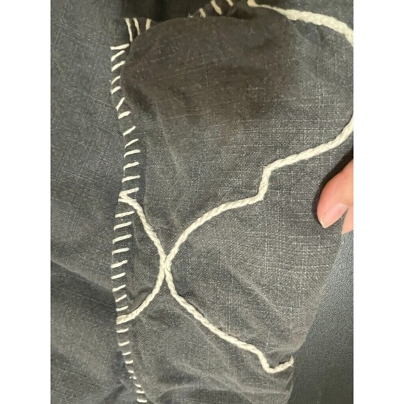 2 Pottery Barn Moroccan Tile Whipstitch Embroidered GRAY Pillow Cover 22" - Picture 3 of 8